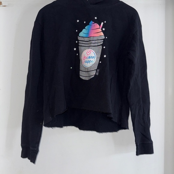 2/$15 Justice Active Black Hoodie Unicorn Frappe - Picture 1 of 4